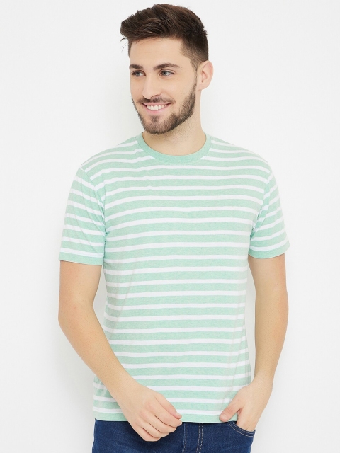 

HARBORNBAY Men Sea Green & White Striped T-shirt
