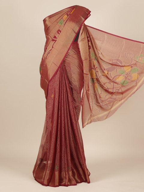 

Pothys Maroon Floral Jute Silk Saree