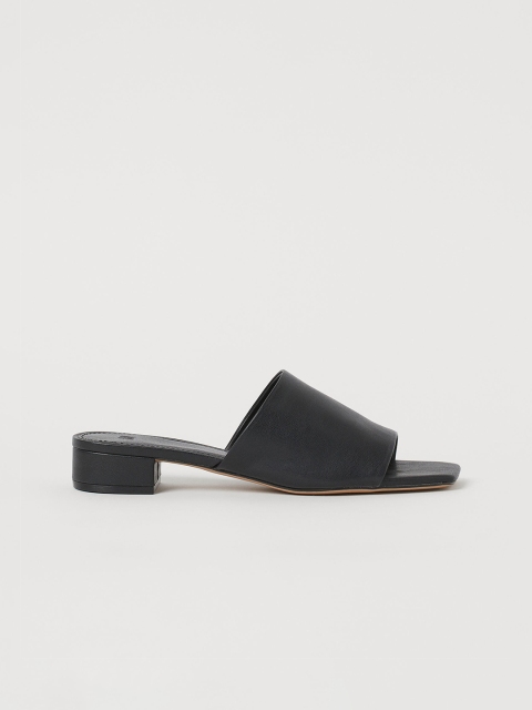 

H&M Women Black Solid Mules