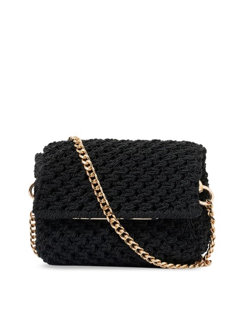 

Forever New Black Textured PU Swagger Sling Bag with Quilted