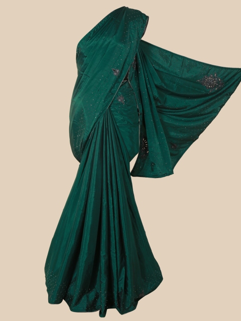 Pothys Green & Black Embellished Art Silk Saree