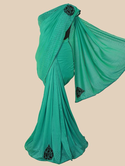 

Pothys Green & Black Floral Art Silk Saree