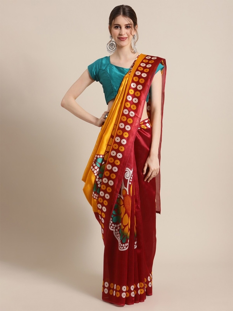 

KSUT Yellow & Red Ethnic Motifs Art Silk Mysore Silk Saree