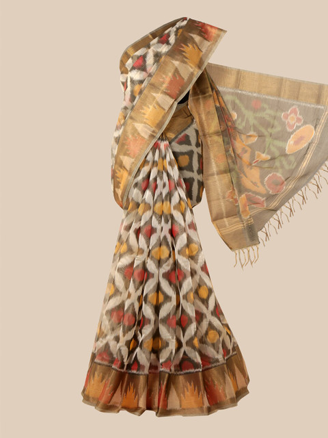 

Pothys Cream & Red Silk Cotton Saree