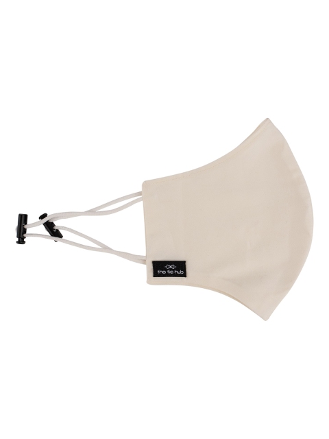 

The Tie Hub Unisex Cream-Coloured Solid 2-Ply Reusable Cotton Cloth Face Mask