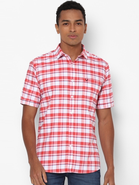 Allen Solly Men Red Sport Slim Fit Checked Casual Shirt