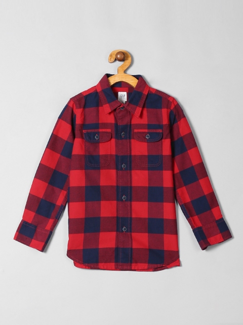 

GAP Boys Red Checked Pure Cotton Casual Shirt