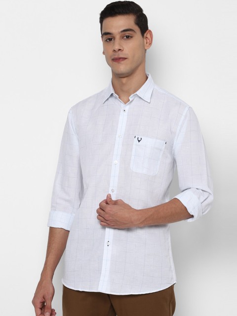 

Allen Solly Men White Checked Slim Fit Cotton Linen Casual Shirt