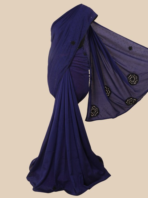 

Pothys Blue & Black Embellished Embroidered Art Silk Saree