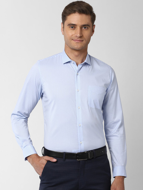

Peter England Men Blue Slim Fit Striped Casual Shirt