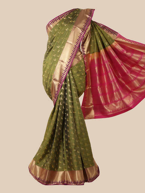 

Pothys Green Ethnic Motifs Zari Pure Silk Kanjeevaram Saree