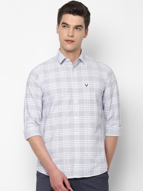 

Allen Solly Men Off White Slim Fit Checked Casual Cotton Shirt