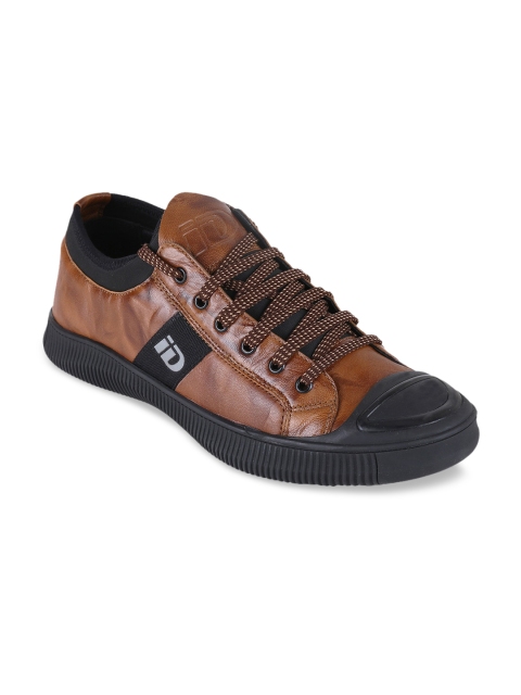 

ID Men Tan Colourblocked Leather Sneakers