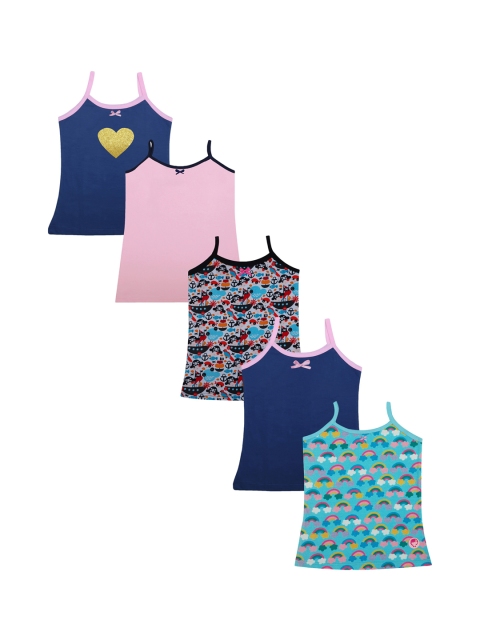 

DChica Blue Pack Of 5 Printed Cotton Camisoles