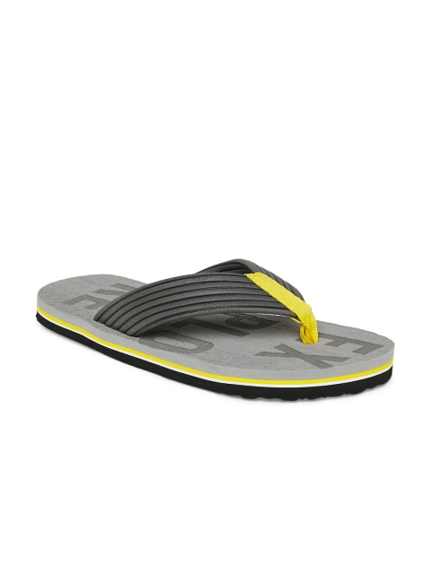 

Ajile by Pantaloons Men Grey & Yellow Printed Thong Flip-Flops