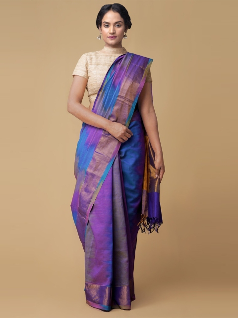 

Unnati Silks Multi Silk Cotton Handloom Uppada Saree