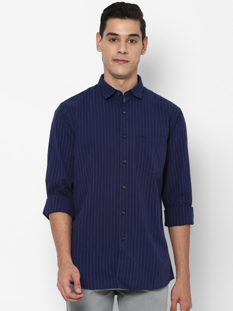 

Allen Solly Men Navy Blue Sport Slim Fit Striped Casual Shirt