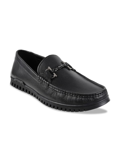 

J FONTINI Men Black Textured Leather Loafers