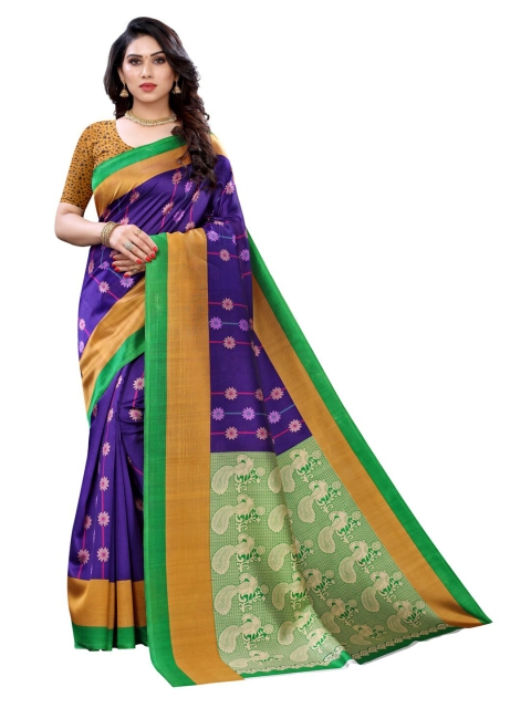 

KALINI Purple & Green Floral Saree