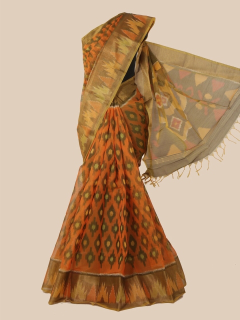 

Pothys Orange & Green Silk Cotton Saree