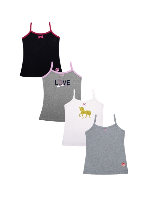 

DChica Girls Pack of 4 Solid Camisoles, Black