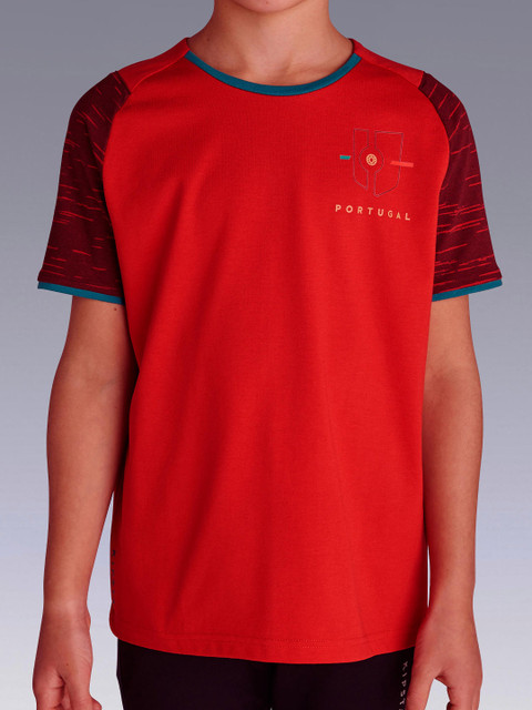 

Kipsta By Decathlon Unisex Kids Red Printed Slim Fit Quick Dry Portugal Jersey