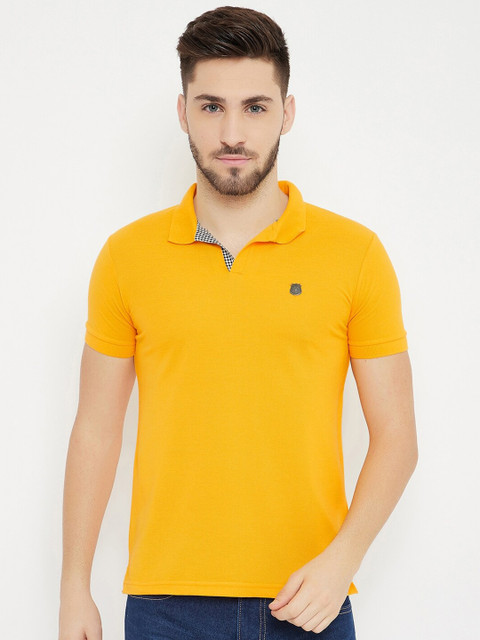 

HARBORNBAY Men Mustard Yellow Polo Collar T-shirt