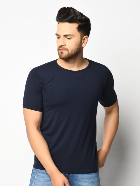

ELEGANCE Men Navy Blue Solid T-shirt