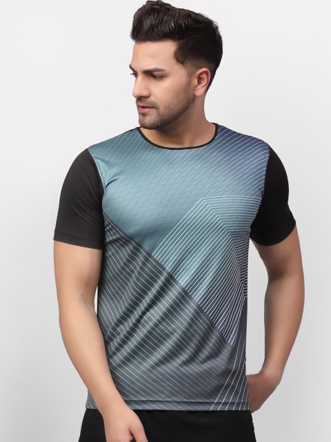 

Rigo Men Blue & Black Printed Slim Fit Sport T-shirt