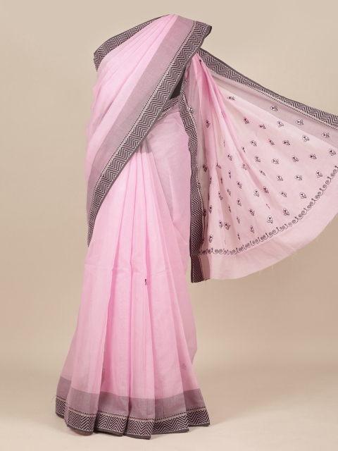 

Pothys Pink & Black Pure Cotton Saree