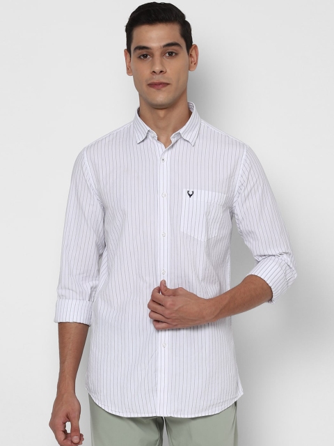 

Allen Solly Men White Slim Fit Striped Casual Shirt