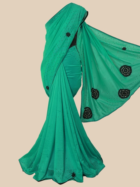 

Pothys Green & Navy Blue Embellished Beads and Stones Art Silk Saree