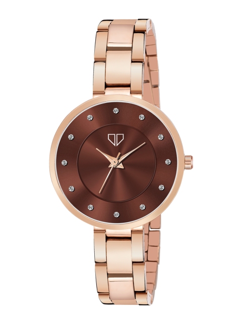 

Walrus Women Rose Gold-Toned Brass Embellished Dial & Rose Gold Toned Stainless Steel Bracelet Style Straps Watch, Brown