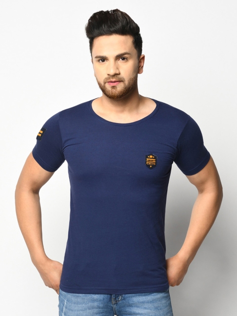 

ELEGANCE Men Blue Applique T-shirt