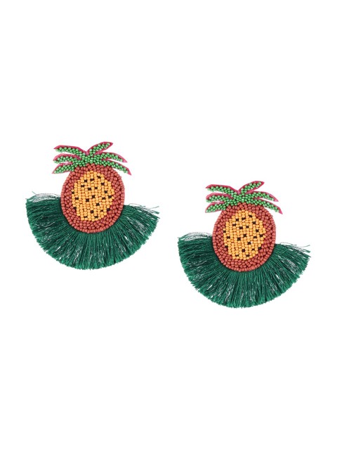 

Adwitiya Collection Green Contemporary Drop Earrings