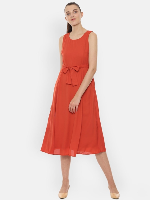 

Van Heusen Woman Orange Solid Midi Dress