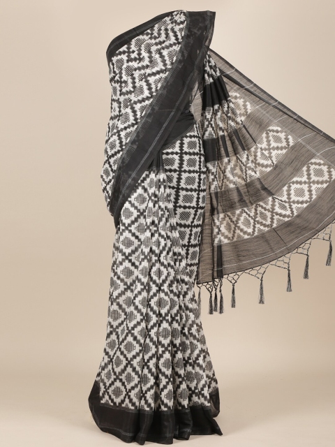 

Pothys White & Black Jute Silk Saree