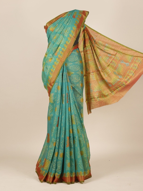 

Pothys Green & Yellow Ethnic Motifs Jute Silk Saree