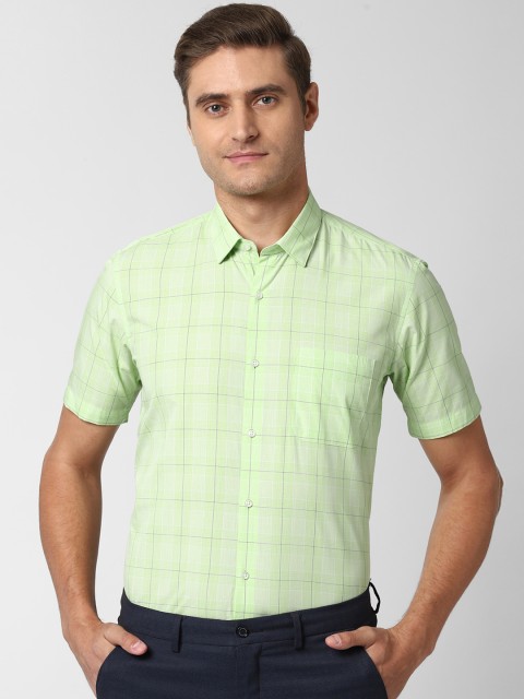 

Peter England Men Green & White Tartan Checked Formal Shirt