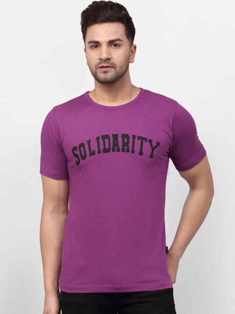 

Rigo Men Purple V-Neck Slim Fit T-shirt