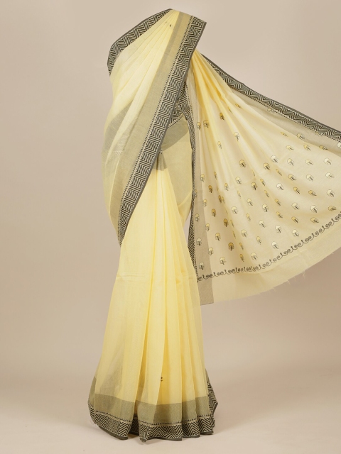 

Pothys Yellow & Black Floral Pure Cotton Saree
