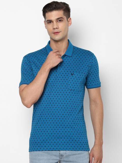 

Allen Solly Men Blue Printed Polo Collar Cotton T-shirt