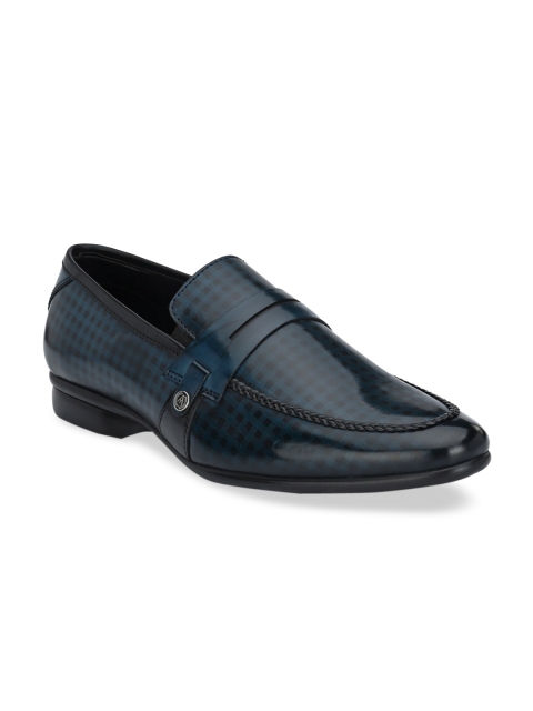 

Alberto Torresi Men Blue Checked Formal Slip-Ons