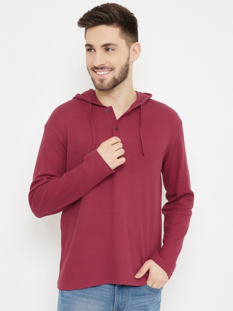 

HARBORNBAY Men Maroon Hooded T-shirt
