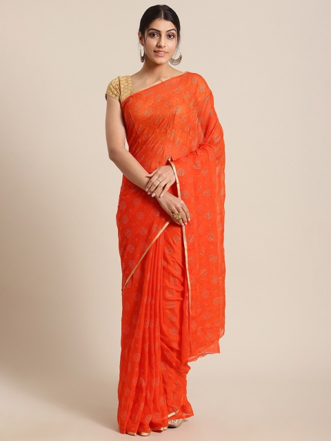 

KSUT Orange Ethnic Motifs Saree