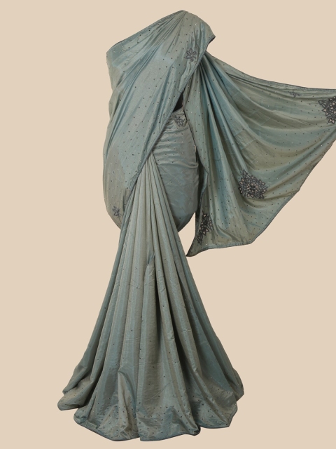 

Pothys Grey & Peach-Coloured Embellished Beads and Stones Art Silk Saree