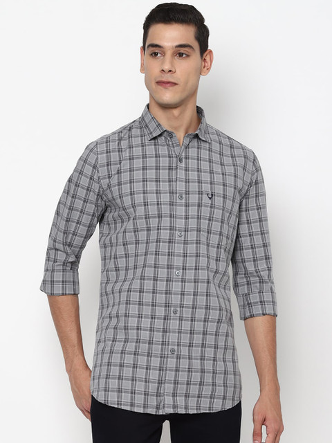 

Allen Solly Men Grey Checked Slim Fit Casual Shirt