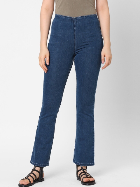 

TARAMA Women Blue Solid Skinny-Fit Flared Jeggings