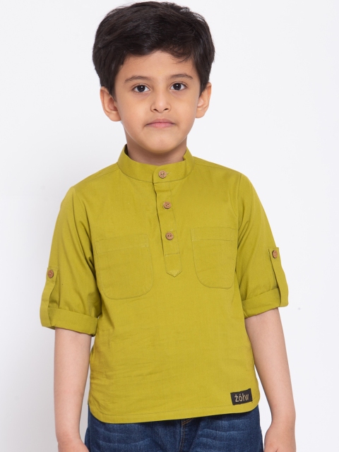 

Zotw Unisex Kids Green Pathani Kurta