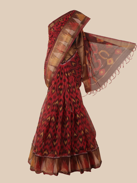 

Pothys Red & Brown Woven Design Silk Cotton Saree